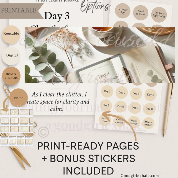 Clarity Moment – Clear the Space (Printable or Digital Worksheet Friendly) + STICKERS!! - Image 2