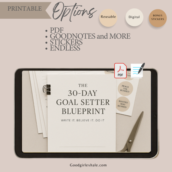 The 30-Day Goal Setter Blueprint + Bonus (Intentional Unique Stickers) - PDF PRINT Set - Image 6