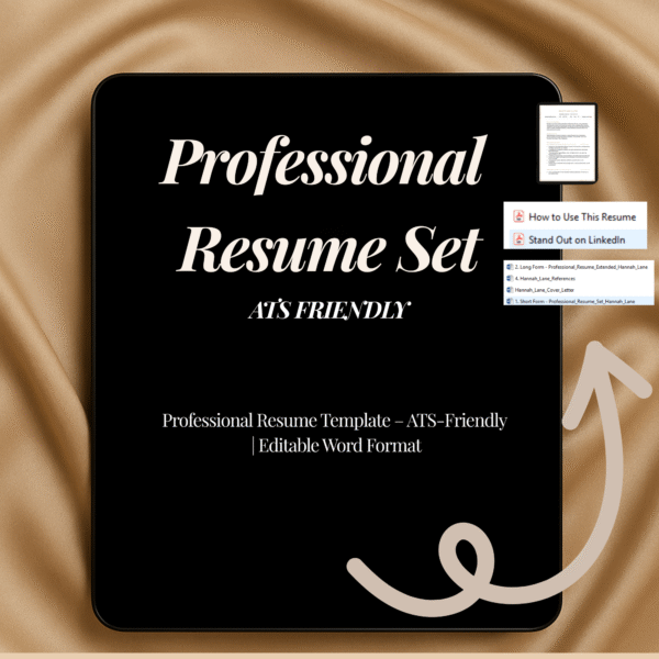 Professional Resume Template – ATS-Friendly | Long + Short Formats | Editable Word Files